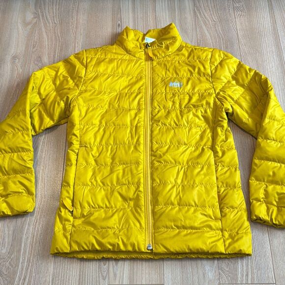 REI Co-op 650 down jacket yellow youth size 10-12